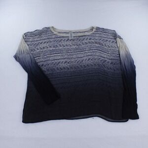 Language Los Angeles Silk Blend Ombre Geometric Blouse Medium Sheer Long Sleeve